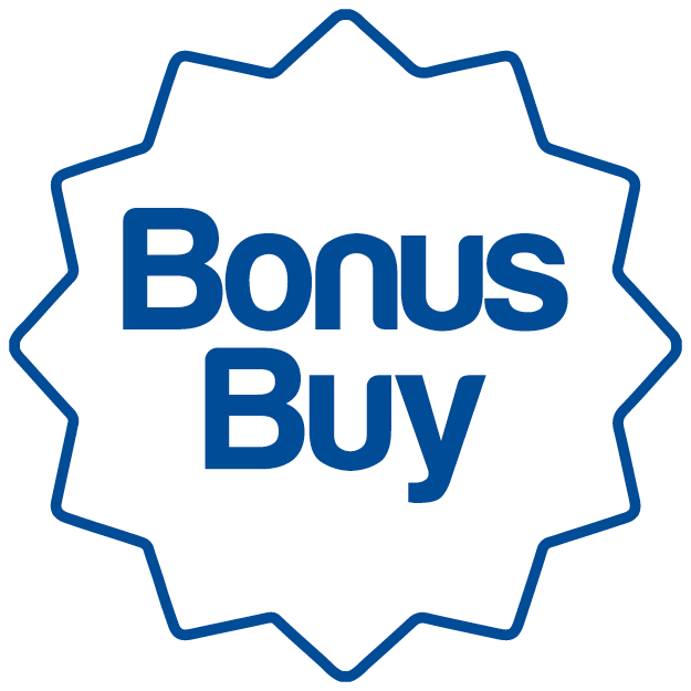 Bonus Buy text in a circle icon